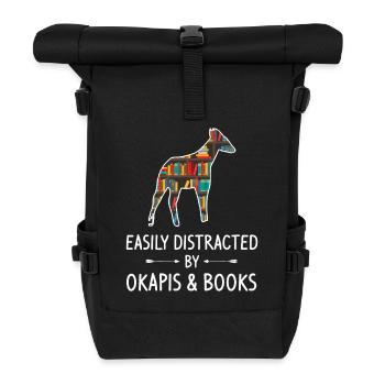 Bookish Donkey Library Silhouette - Roll Top Backpack - black - Front