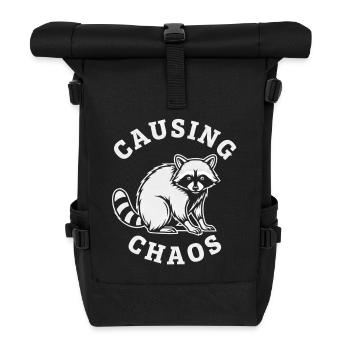 Chaotic Raccoon Causing Chaos - Roll Top Backpack - black - Front