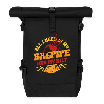 Bagpipes Bagpiper Bagpipe - Roll Top Backpack - black - Front
