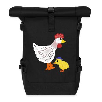 Poulet coloré avec poussins enfants de Pâques - Sac à dos roll top - noir - Devant