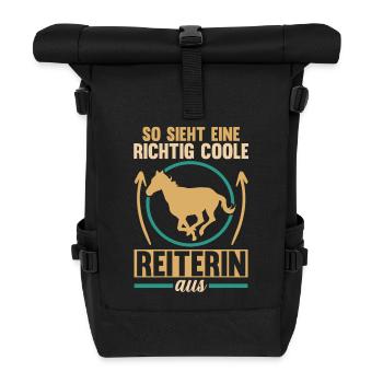 Reiten Pferdeliebhaber Reiterhof Pferde - Rolltop Rucksack - Schwarz - Vorne