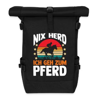 Reiten Pferdeliebhaber Reiterhof Pferde - Rolltop Rucksack - Schwarz - Vorne