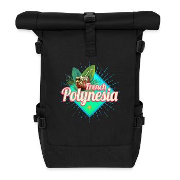Französisch-Polynesien im Pazifik Insel Souvenir - Rolltop Rucksack - Schwarz - Vorne