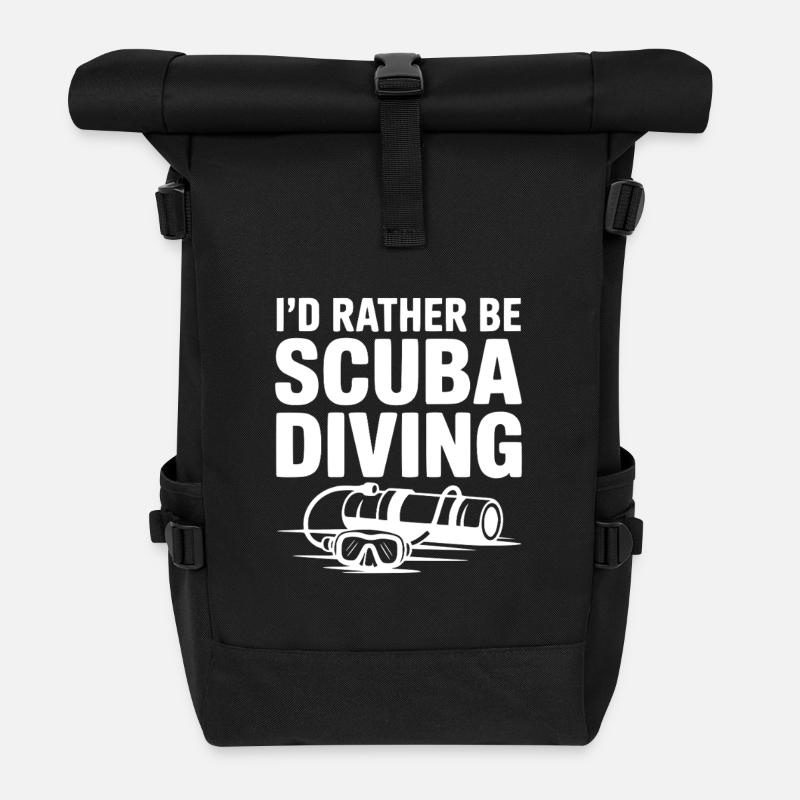 I'd Rather Be Scuba Diving - Roll Top Backpack - black