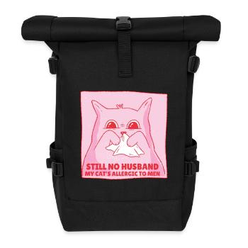 No Husband Cat Saying - Roll Top Backpack - black - Front