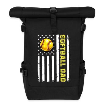 Camo Softball Dad PNG, Vatertagsdesign - Rolltop Rucksack - Schwarz - Vorne