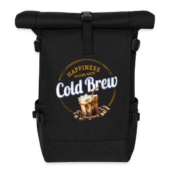 Cold Brew Vintage Coffee Design with Coffee Beans - Roll Top Backpack - black - Front