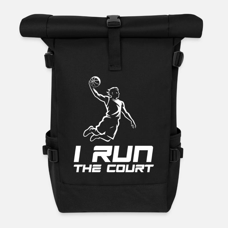 I run the court - Basketball - Roll Top Backpack - black