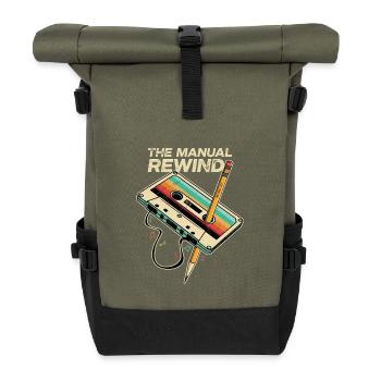Retro Kassette Bleistift 80er Jahre Musik - Rolltop Rucksack - Olive/Schwarz - Vorne