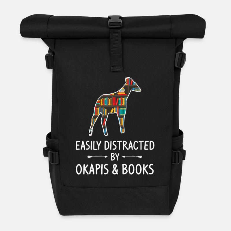 Silhouette der Alpaka-Bibliothek - Rolltop Rucksack - Schwarz