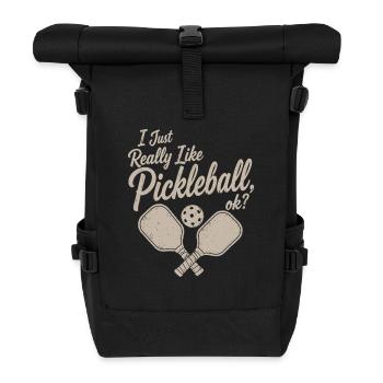 Ich liebe Pickleball Spruch - Rolltop Rucksack - Schwarz - Vorne