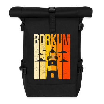 Borkumer Insel BORKUM Nordsee Urlaub Lustig - Rolltop Rucksack - Schwarz - Vorne