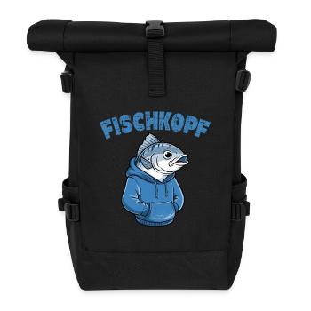  FISCHKOPF Lustiger Angler Spruch Norddeutscher - Rolltop Rucksack - Schwarz - Vorne