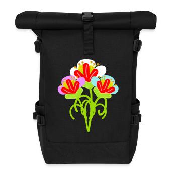 Jardin vintage rétro Floral Flower - Sac à dos roll top - noir - Devant