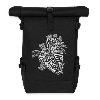 Typographie du mot sur feuilles - Sac à dos roll top - noir - Devant