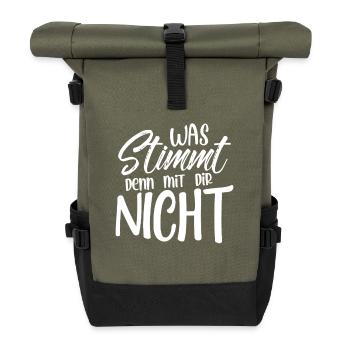 Was stimmt denn mit dir nicht - Rolltop Rucksack - Olive/Schwarz - Vorne