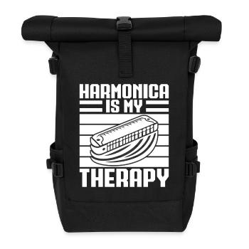 Harmonica Musican Is My Therapy Harmonica - Roll Top Backpack - black - Front