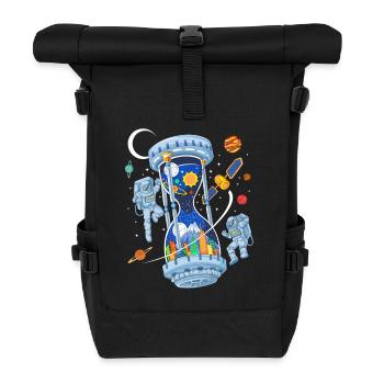 Space Hourglass Astronauts Galaxy Time - Roll Top Backpack - black - Front