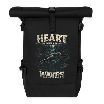 Freediving Freediving Heart Synced To Waves - Roll Top Backpack - black - Front