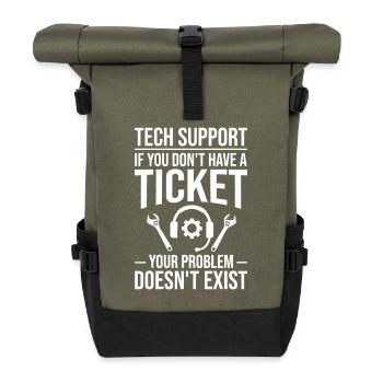 Tech Support Ticket Meme - Roll Top Backpack - olive/black - Front
