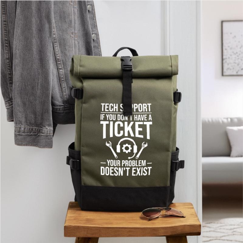 Tech Support Ticket Meme Roll Top Backpack