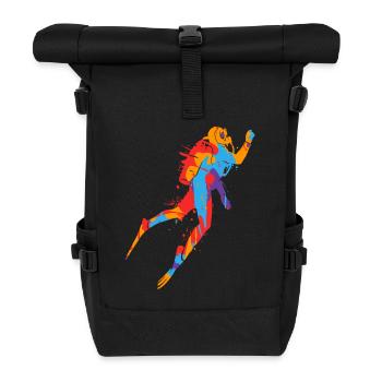 Taucher bunt Tauch Kinder Herren Jungen Tauchen - Rolltop Rucksack - Schwarz - Vorne