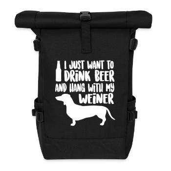 Beer And Wiener Dachshund Tee - Roll Top Backpack - black - Front