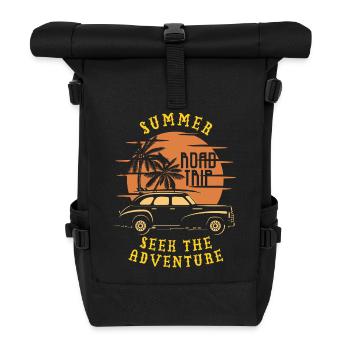 Sommer-Roadtrip-Abenteuer Sonnenuntergang - Rolltop Rucksack - Schwarz - Vorne