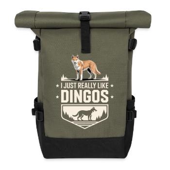 Dingo Australischer Wildhund Tierliebhaber Design - Rolltop Rucksack - Olive/Schwarz - Vorne