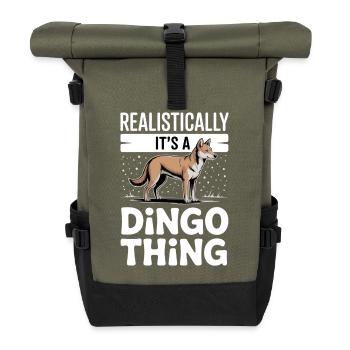 Dingo Australian Wild Dog Animal Lover Design - Roll Top Backpack - olive/black - Front