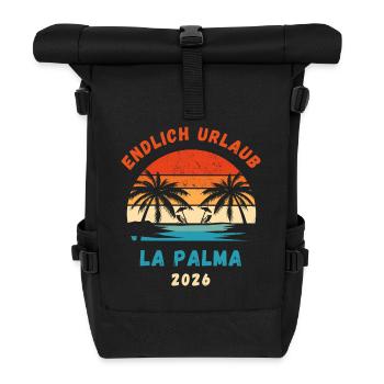 La Palma Urlaub 2026 Kanaren Reise Outfit - Rolltop Rucksack - Schwarz - Vorne