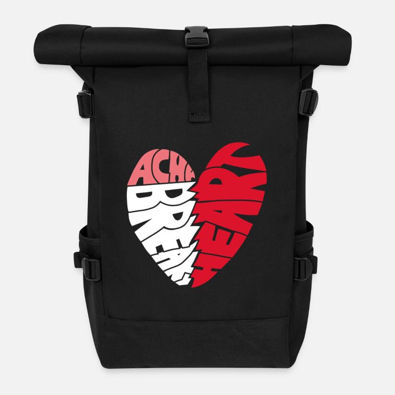 Achy Breaky Heart - Broken Heart Typo - Roll Top Backpack - black