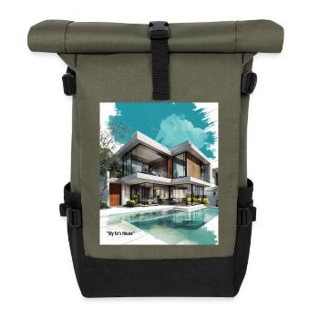 Ex' moderne Villa am Pool - Rolltop Rucksack - Olive/Schwarz - Vorne