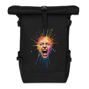 Explosive Farbexplosion Gesicht Ausdrücken - Rolltop Rucksack - Schwarz - Vorne