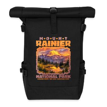 Mount Rainier National Park Panorama - Rolltop Rucksack - Schwarz - Vorne