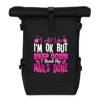 Nageldesigner Nageldesignerin Kosmetik Nagelstudio - Rolltop Rucksack - Schwarz - Vorne