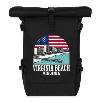 Virginia Beach City Virginia American Flag - Roll Top Backpack - black - Front