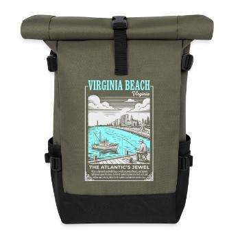 Virginia Beach Küstenjewel - Rolltop Rucksack - Olive/Schwarz - Vorne