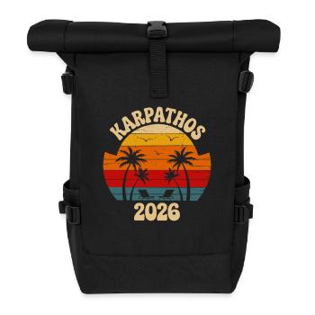 Karpathos Retro Palmen 2026 - Rolltop Rucksack - Schwarz - Vorne