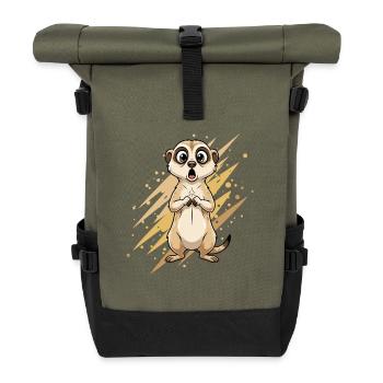 Surprising meerkat - Roll Top Backpack - olive/black - Front