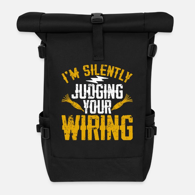 Silent judgment on your wiring Electrician - Roll Top Backpack - black