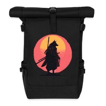 Wolf Sunset Samurai Rider - Roll Top Backpack - black - Front
