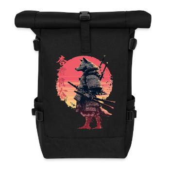 Wolf Samurai at Sunset - Roll Top Backpack - black - Front