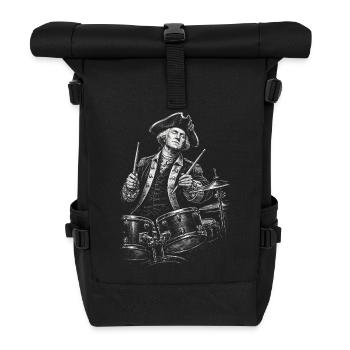 George Washington Drumming Illustration - Roll Top Backpack - black - Front