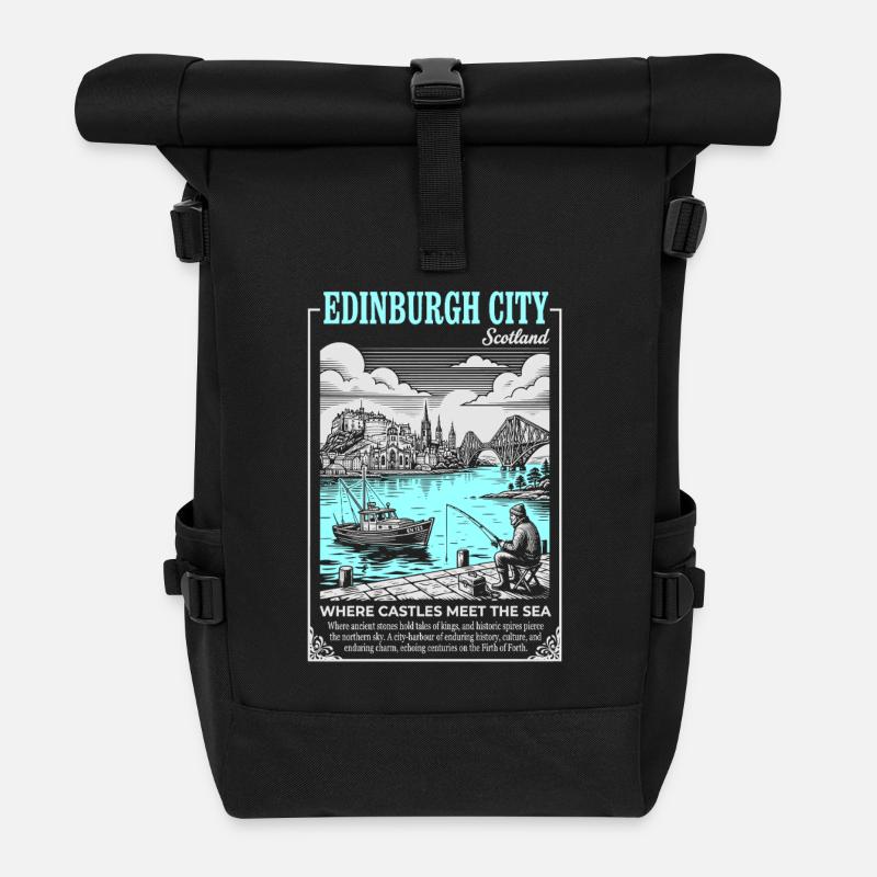 Edinburgh Castle by the Sea - Roll Top Backpack - black