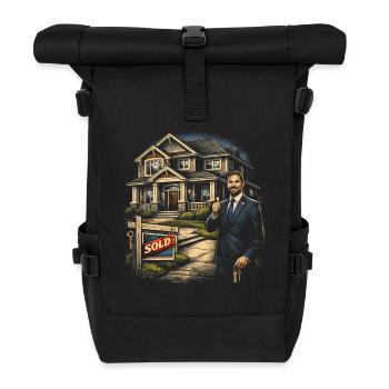 Immobilienmakler Makler - Rolltop Rucksack - Schwarz - Vorne
