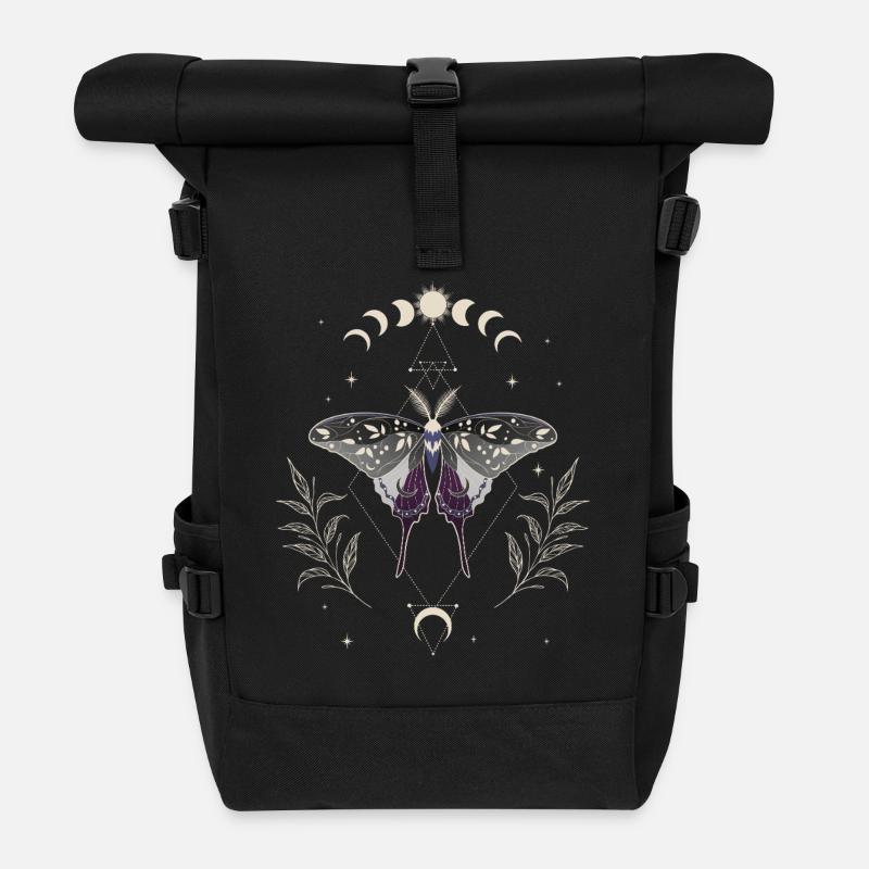 Drapeau de la fierté LGBT Luna Moth asexuel - Sac à dos roll top - noir