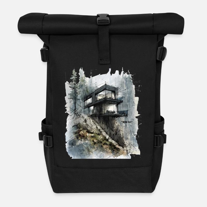 Waldglashütte auf der Klippe - Rolltop Rucksack - Schwarz