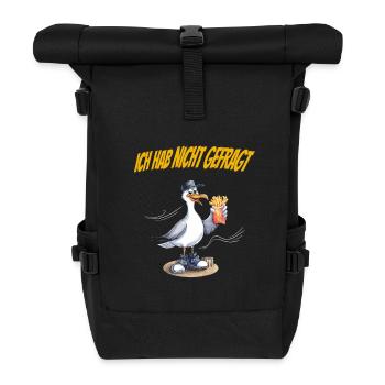 Ich hab nicht gefragt Möwe Pommes Spruch - Rolltop Rucksack - Schwarz - Vorne