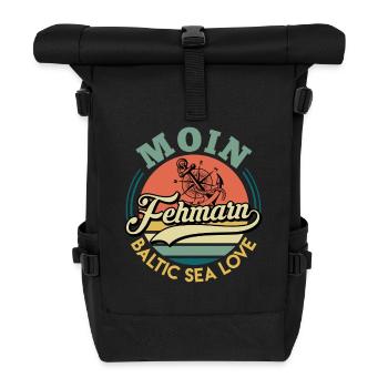 Insel Fehmarn MOIN FEHMARN OSTSEELIEBE Lustig - Rolltop Rucksack - Schwarz - Vorne